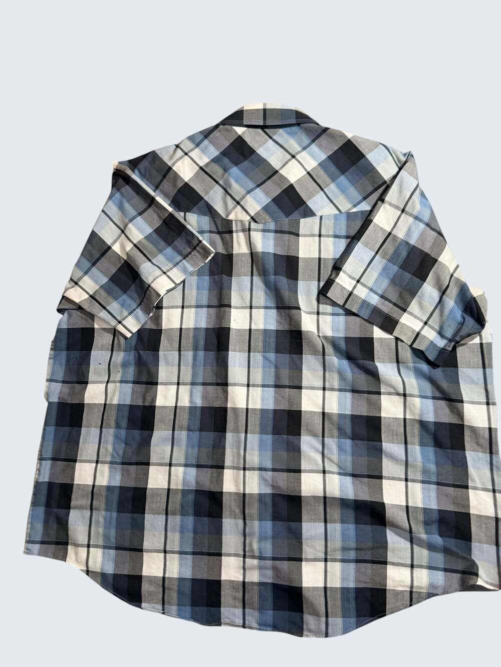 Plains Western Wear Mens 2X Pearl Snap Short Sleeve Western Shirt Blue Black Gra